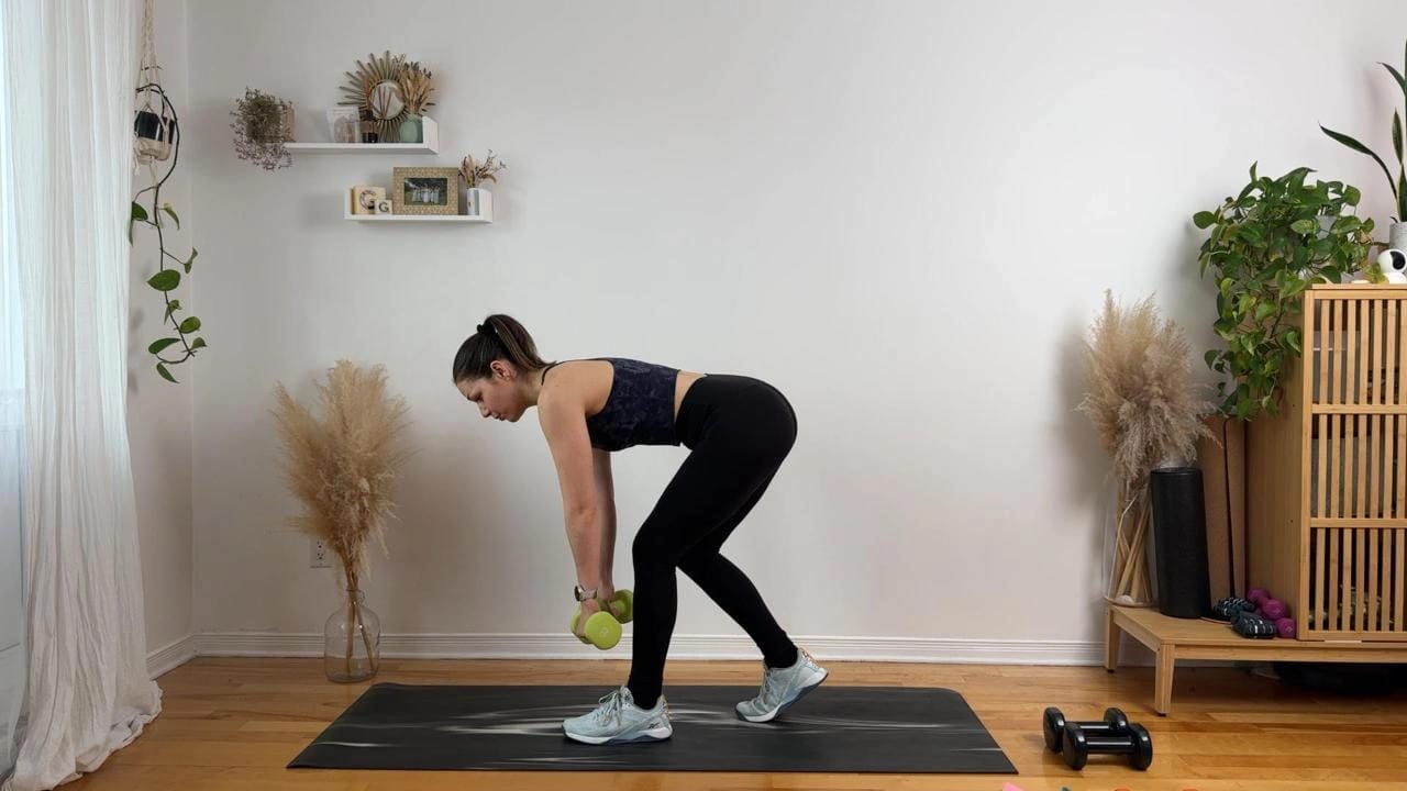 Barre - Renforcement jambes complet avec haltères + élastique